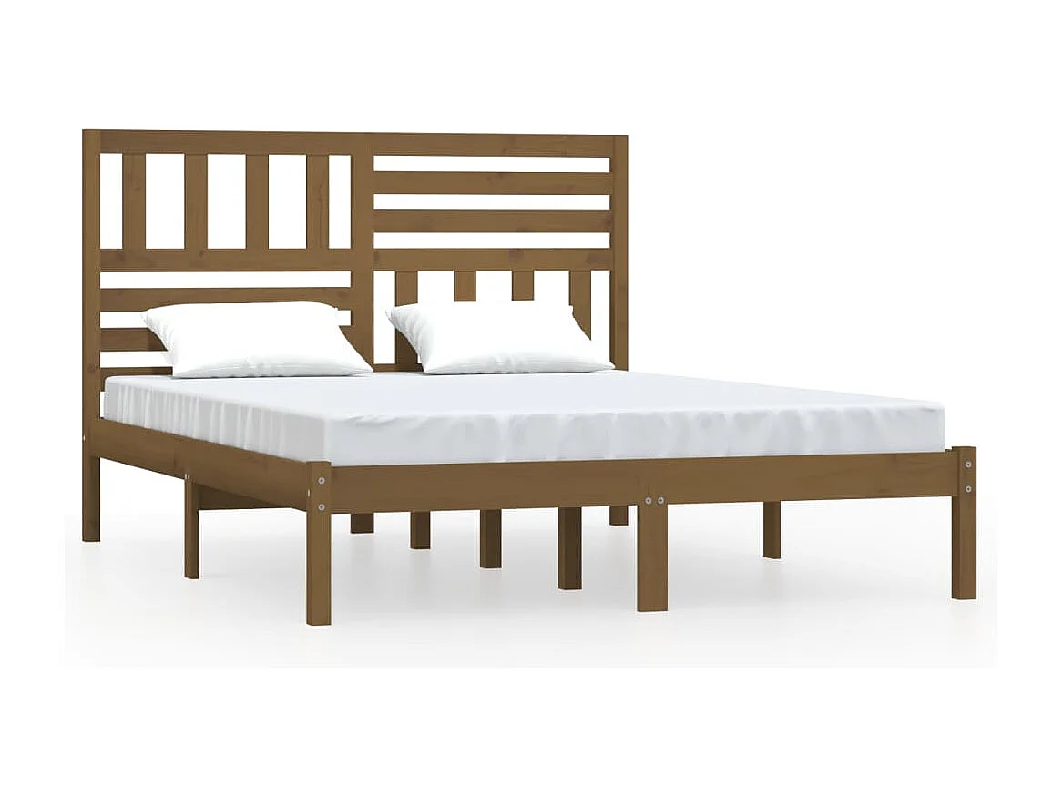 Cadre de lit sans matelas marron miel pin massif 120x200 cm