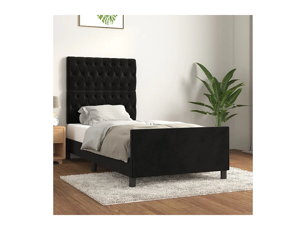 Cadre de lit sans matelas noir 90x200 cm velours