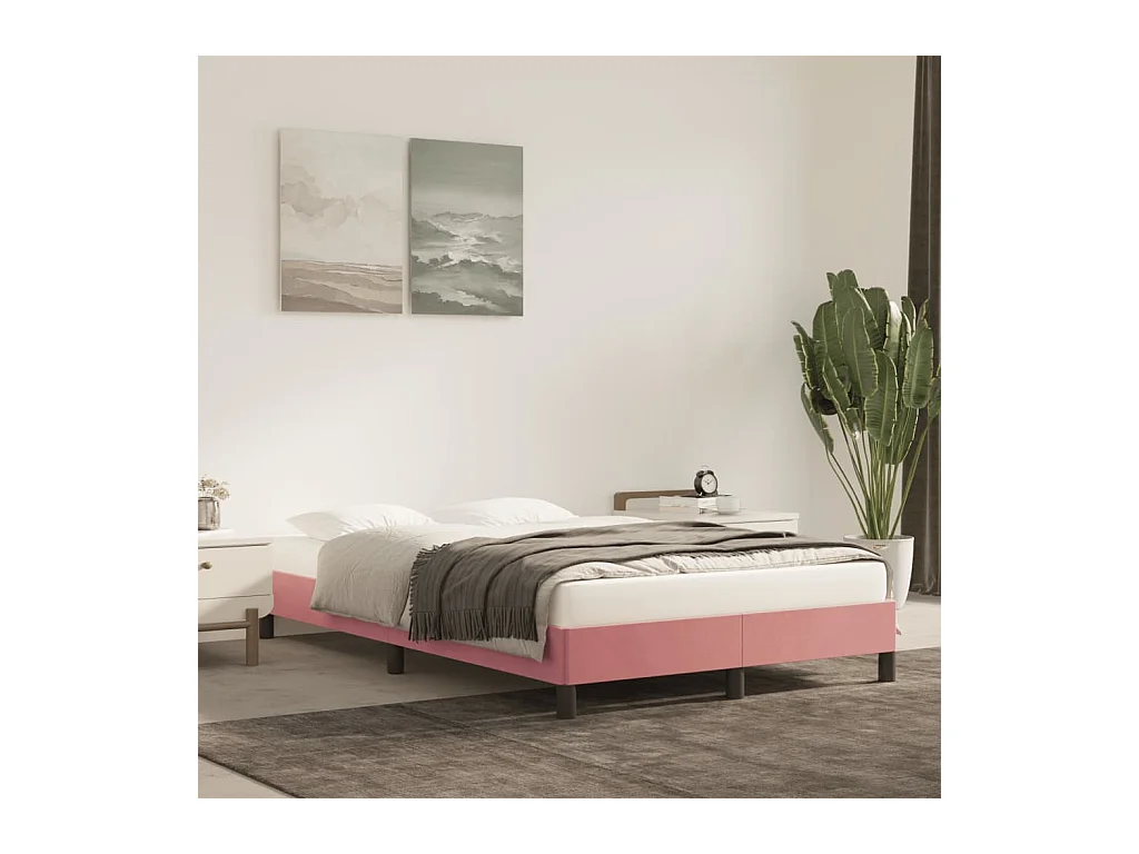 Cadre de lit sans matelas rose 120x200 cm velours