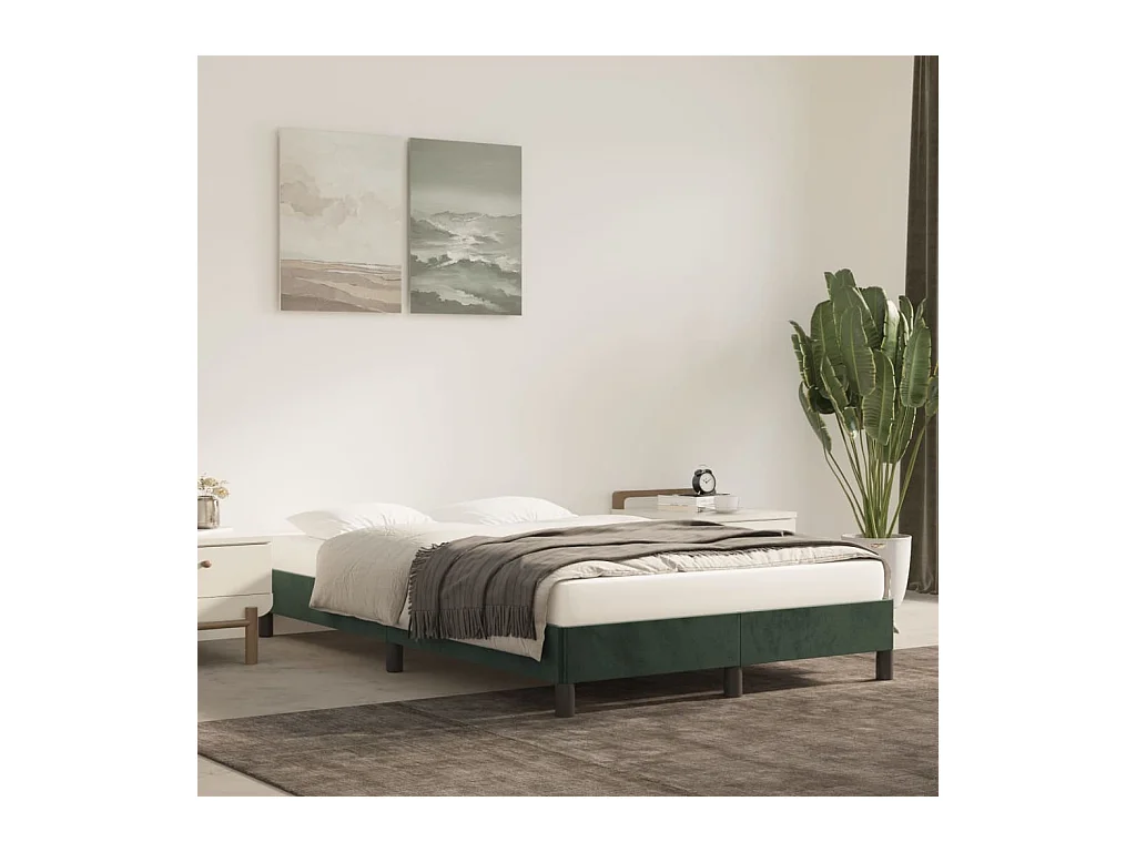 Cadre de lit sans matelas vert foncé 120x200 cm velours