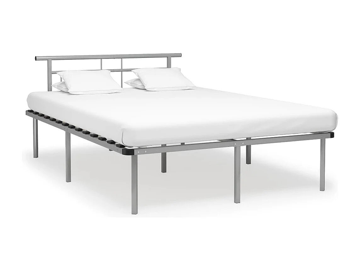Cadre de lit sans matelas gris métal 160x200 cm