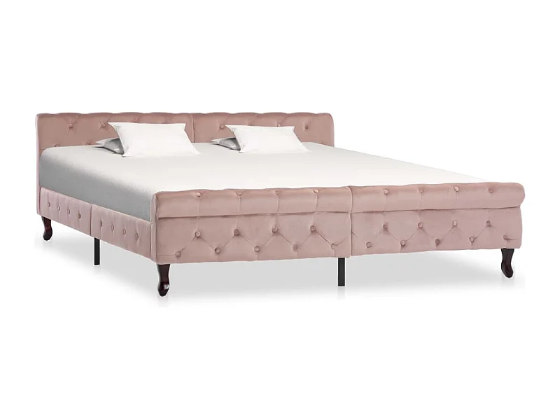 Estrutura de cama 180x200 cm veludo cor-de-rosa