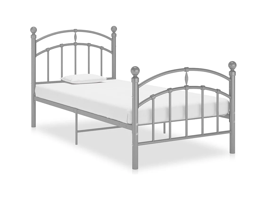 Cadre de lit sans matelas gris métal 90x200 cm