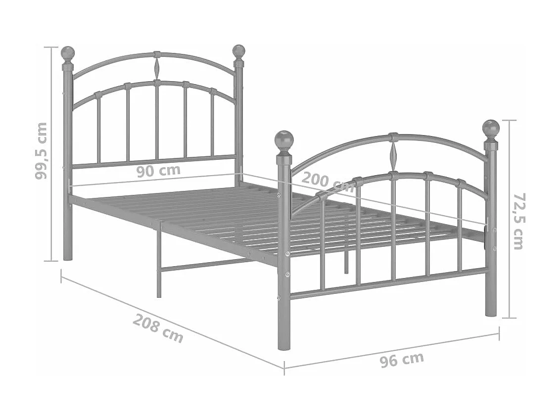 Giroletto Grigio in Metallo 90x200 cm