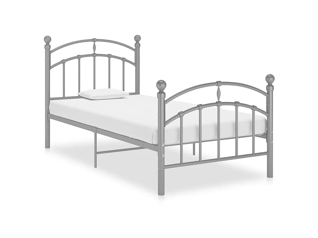 Cadre de lit sans matelas gris métal 90x200 cm