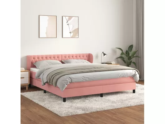 Kauf Unique Boxspringbett mit Matratze Rosa 180x200 cm Samt