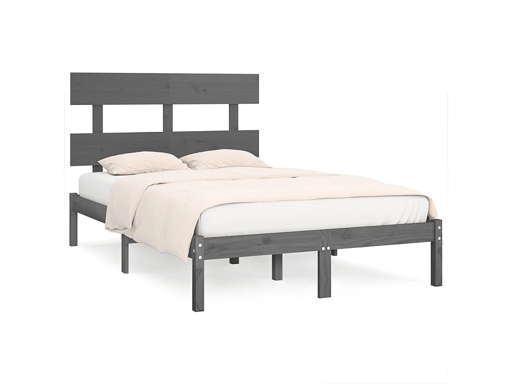 Cadre de lit sans matelas gris 150x200 cm bois massif