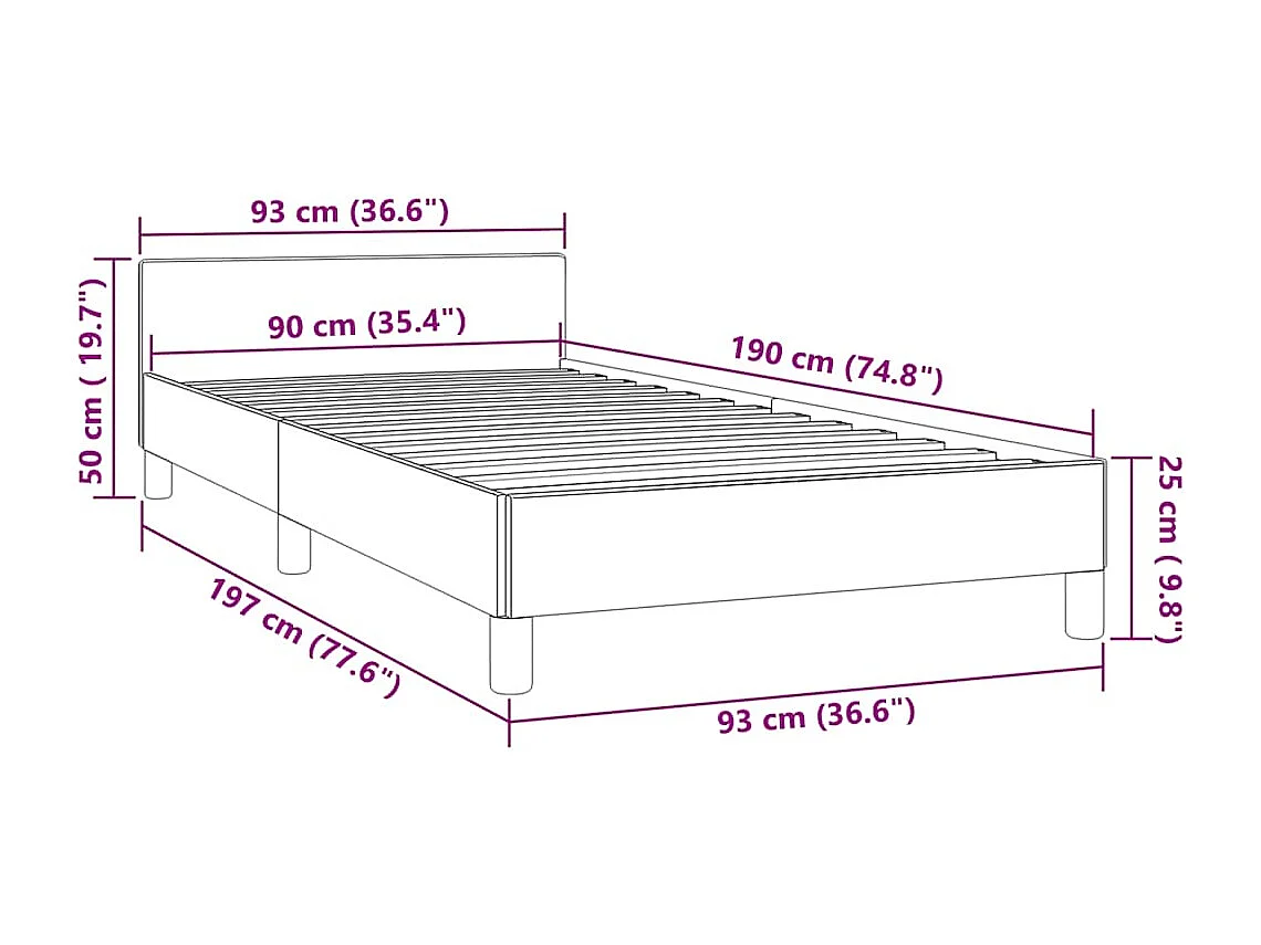 Cadre de lit sans matelas bleu foncé 90x190 cm velours