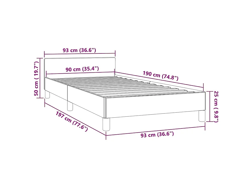Cadre de lit sans matelas bleu foncé 90x190 cm velours