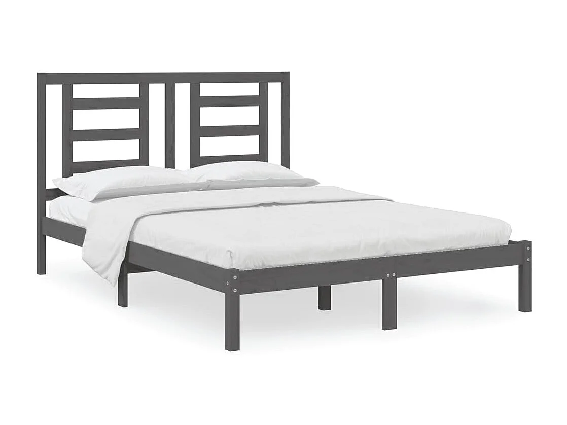 Cadre de lit sans matelas gris 150x200 cm bois de pin massif