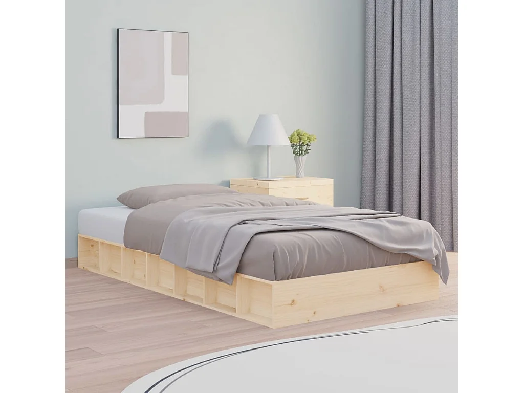 Cadre de lit sans matelas 75x190 cm bois massif