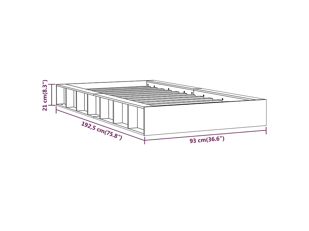 Cadre de lit sans matelas 75x190 cm bois massif