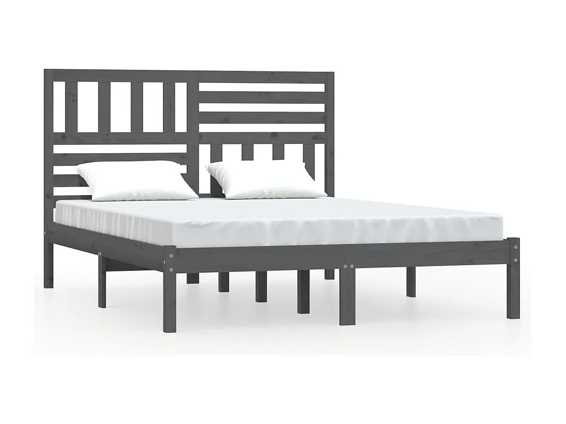 Bedframe massief grenenhout grijs 150x200 cm