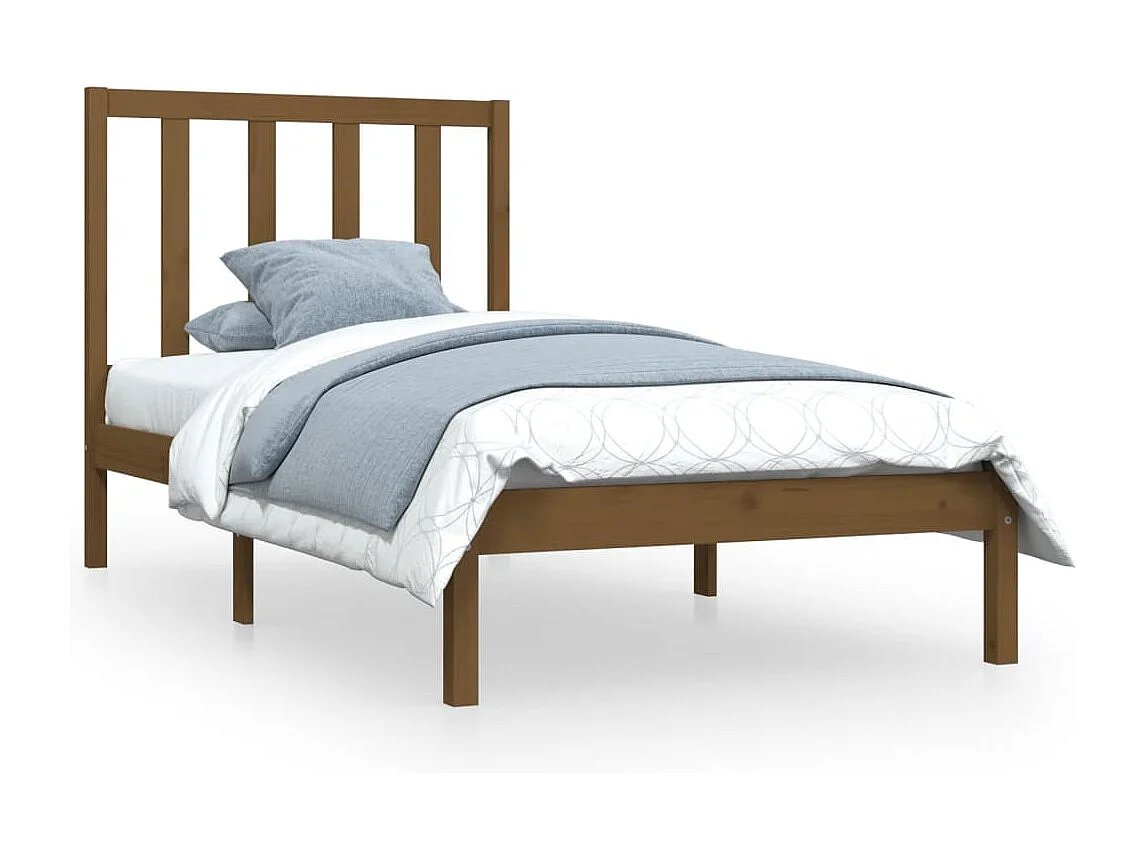 Estrutura de cama 100x200 cm madeira pinho maciço castanho mel