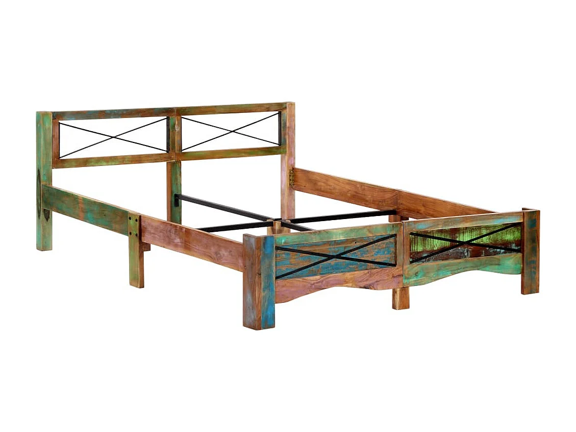 Cadre de lit bois de récupération massif 160x200 cm