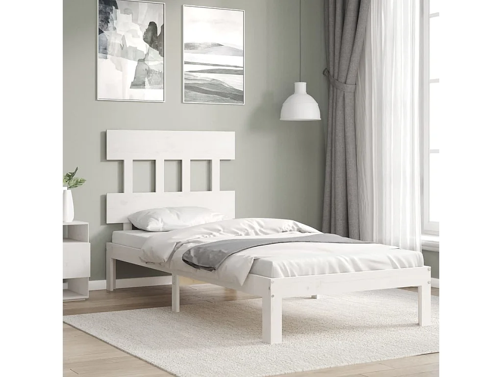 Cadre de lit sans matelas blanc 90x200 cm bois de pin massif