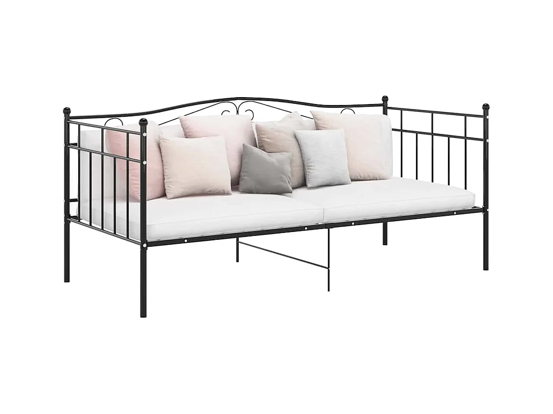 Cadre de canapé-lit sans matelas noir métal 90x200 cm