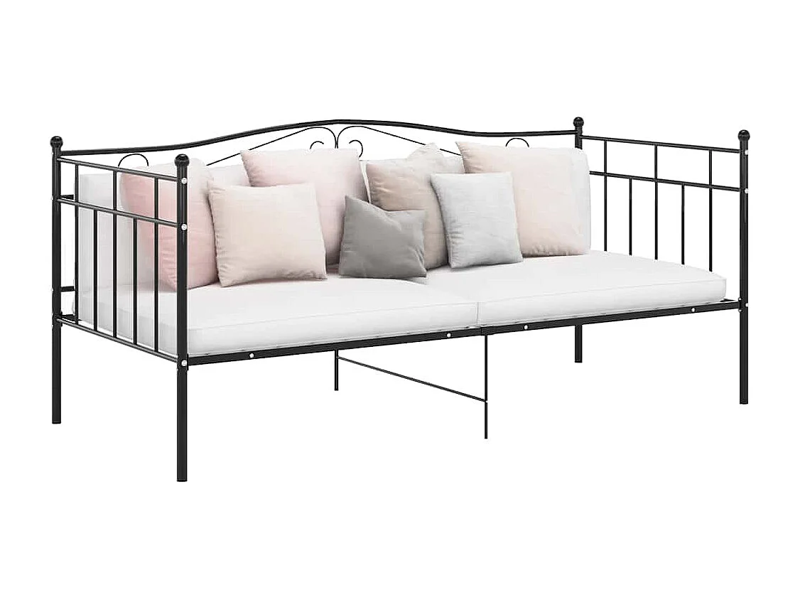 Schlafsofa Bettgestell Schwarz Metall 90x200 cm