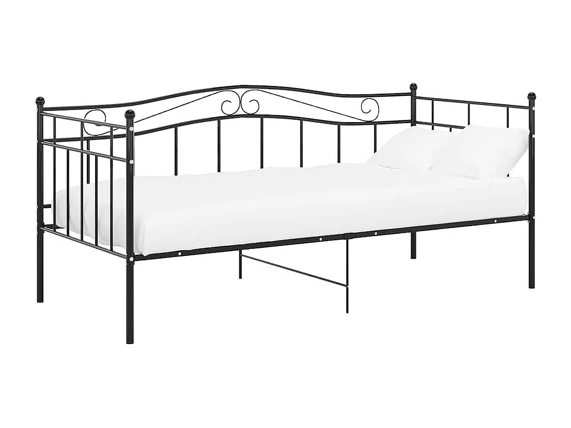 Schlafsofa Bettgestell Schwarz Metall 90x200 cm