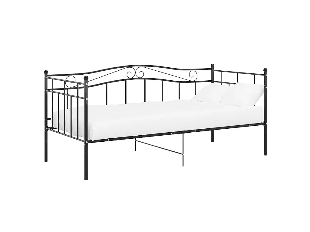 Sofá-cama 90x200 cm metal preto
