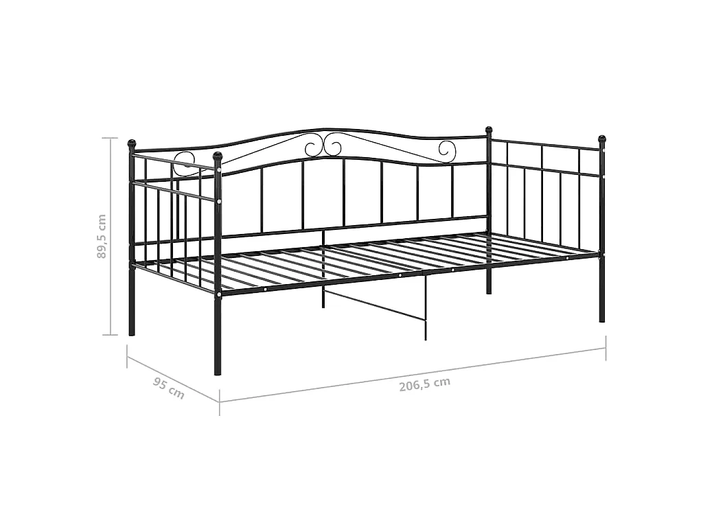Sofá-cama 90x200 cm metal preto