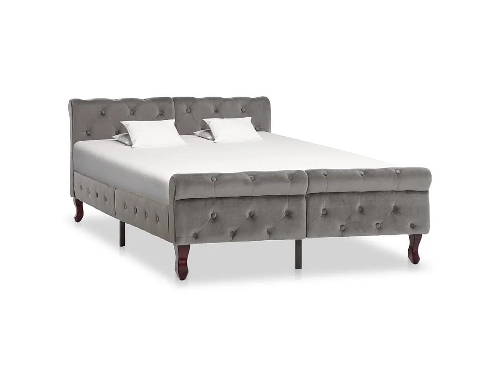 Cadre de lit sans matelas gris velours 120x200 cm