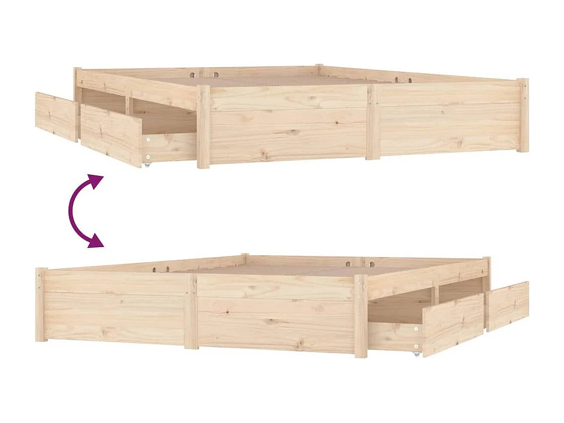 Cadre de lit sans matelas avec tiroirs 160x200 cm