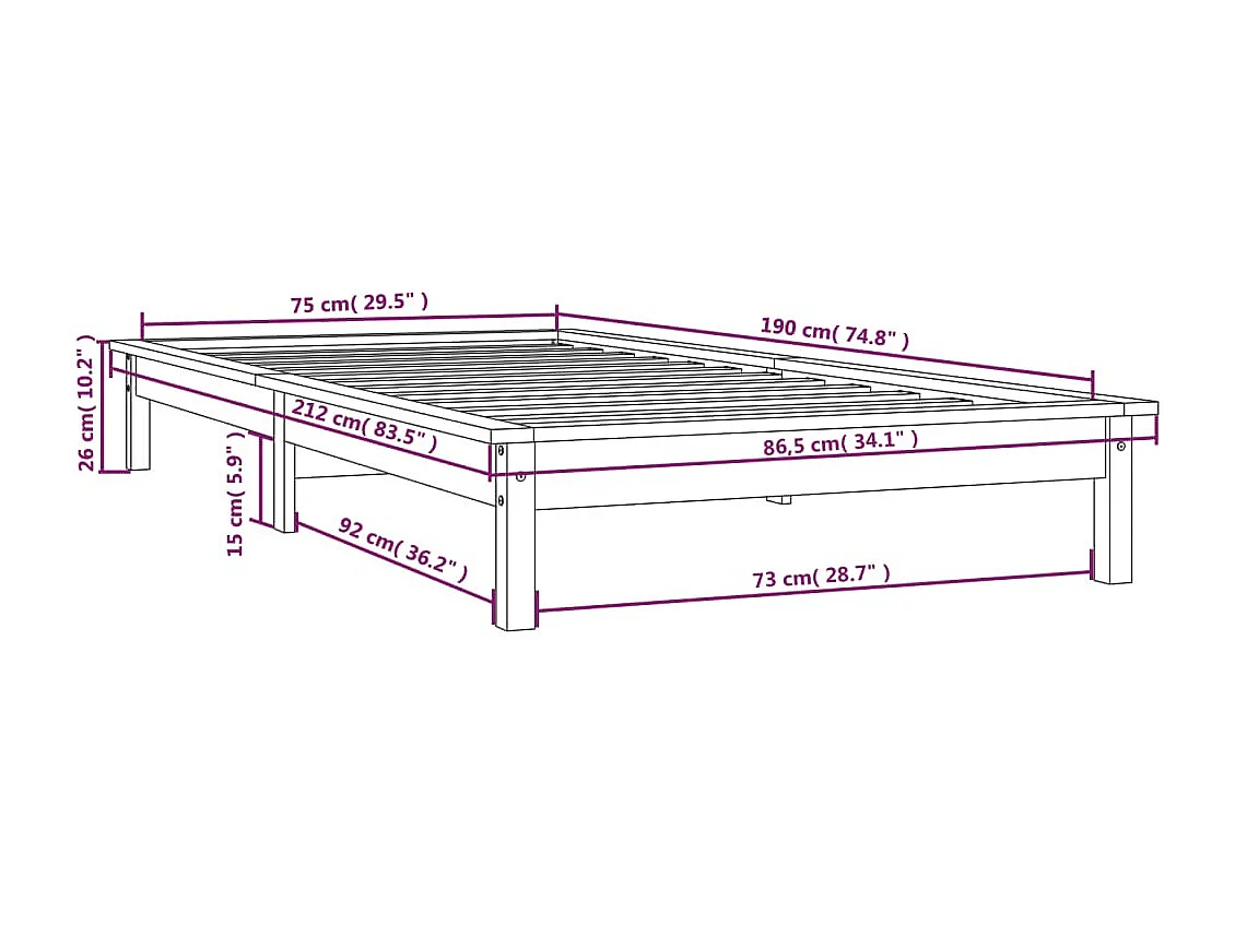 Massivholzbett Honigbraun 75x190 cm Kiefer