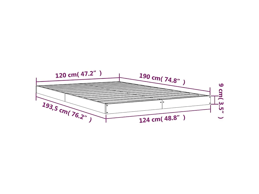 Massivholzbett Weiß 120x190 cm Kiefer