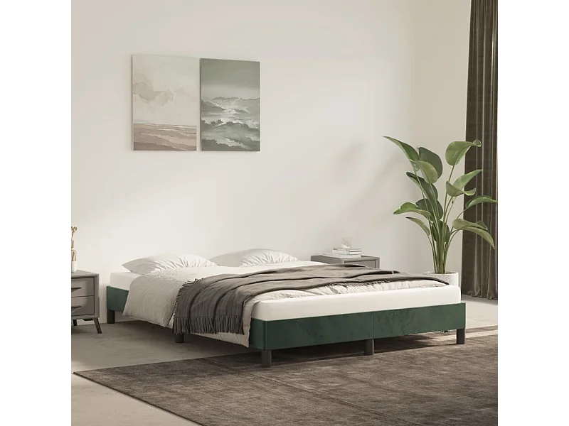 Cadre de lit sans matelas vert foncé 140x190 cm velours
