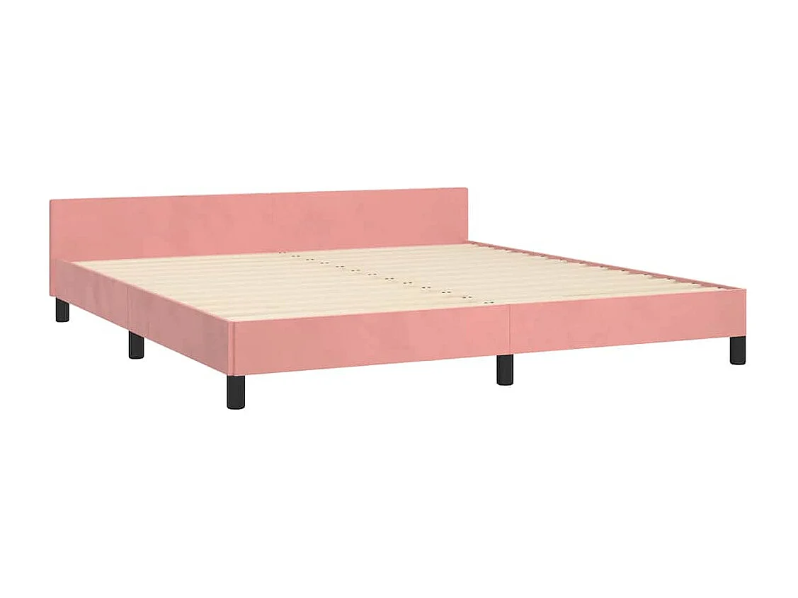 Bedframe met hoofdeinde zonder matras 160x200 cm fluweel roze