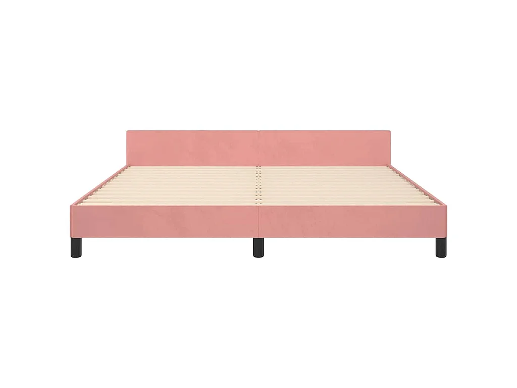 Cadre de lit et tête de lit sans matelas rose 160x200cm velours