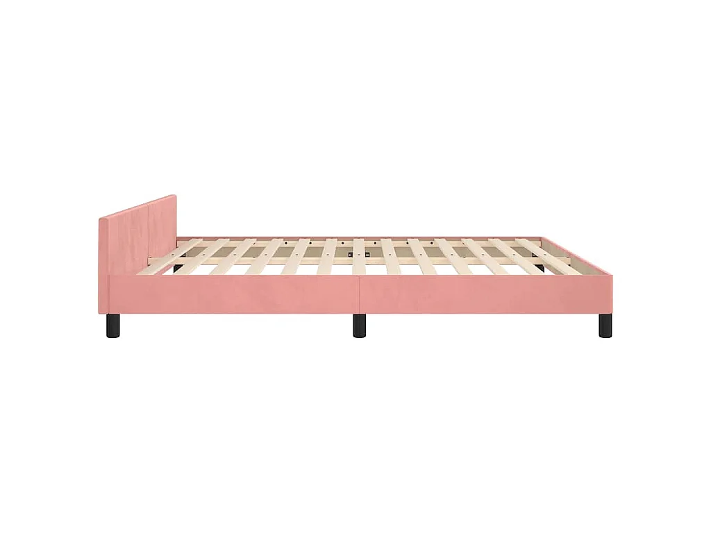 Cadre de lit et tête de lit sans matelas rose 160x200cm velours