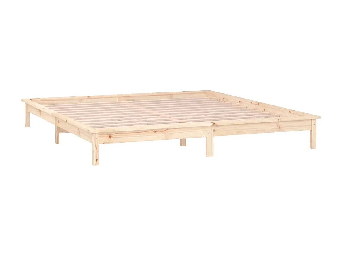 Cadre de lit à LED sans matelas 140x190 cm bois massif