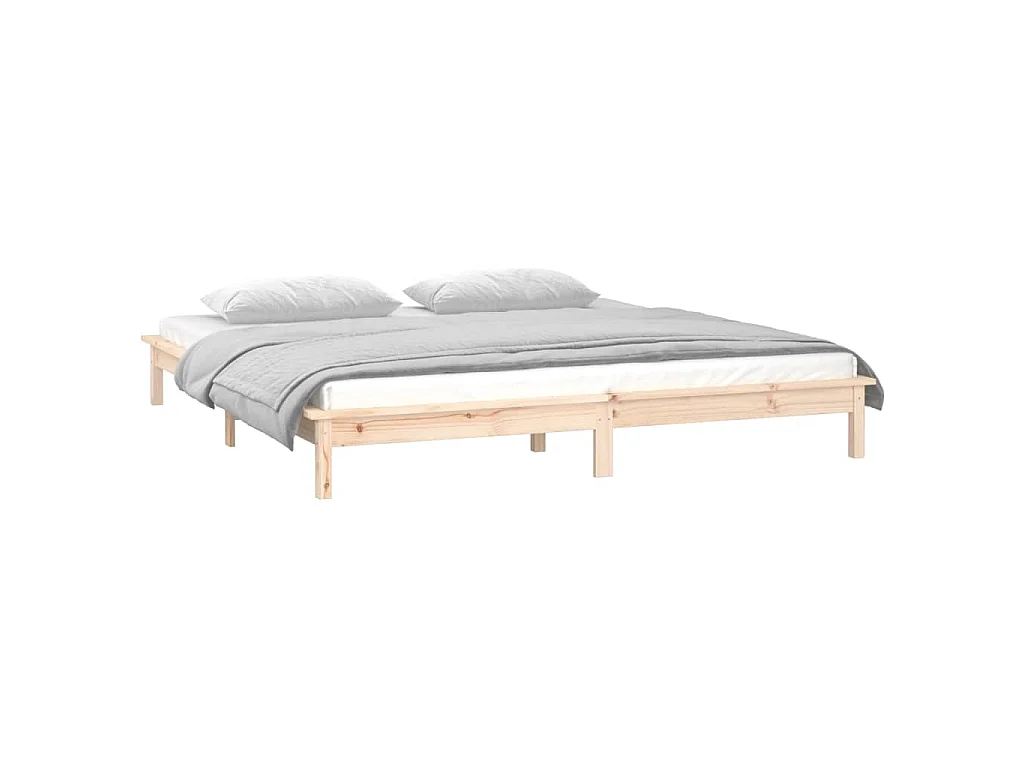 Cadre de lit à LED sans matelas 140x190 cm bois massif