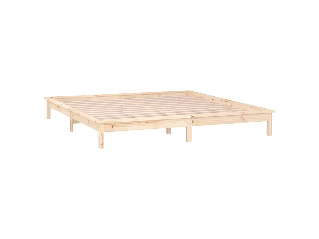 Cadre de lit à LED sans matelas 140x190 cm bois massif