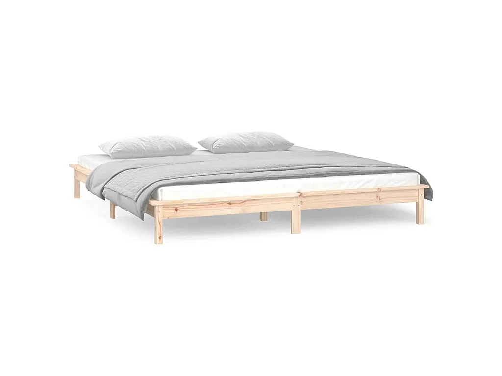 Cadre de lit à LED sans matelas 140x190 cm bois massif