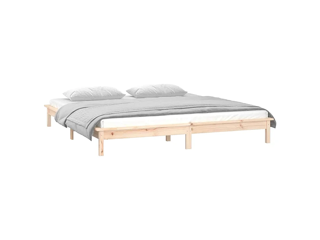 Cadre de lit à LED sans matelas 140x190 cm bois massif
