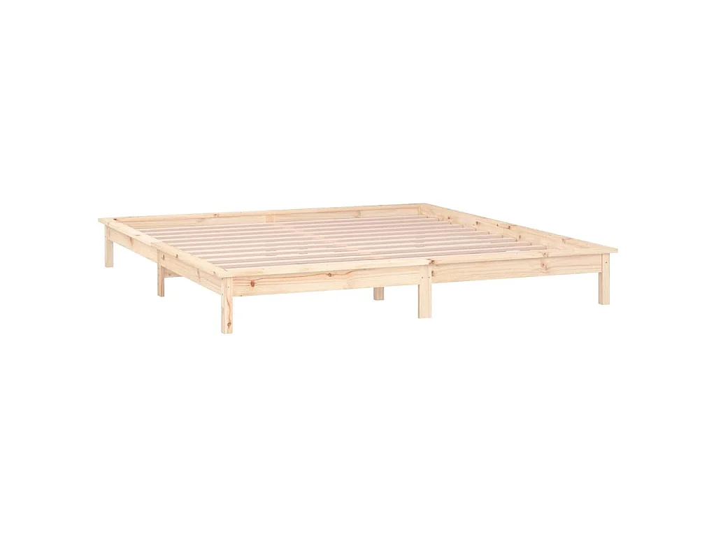 Cadre de lit à LED sans matelas 140x190 cm bois massif