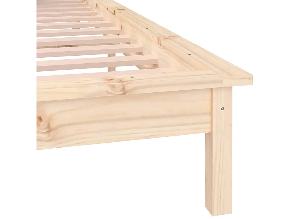 Cadre de lit à LED sans matelas 140x190 cm bois massif