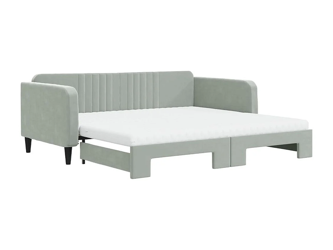 Divano Letto Estraibile Materassi Grigio Chiaro 100x200 Velluto