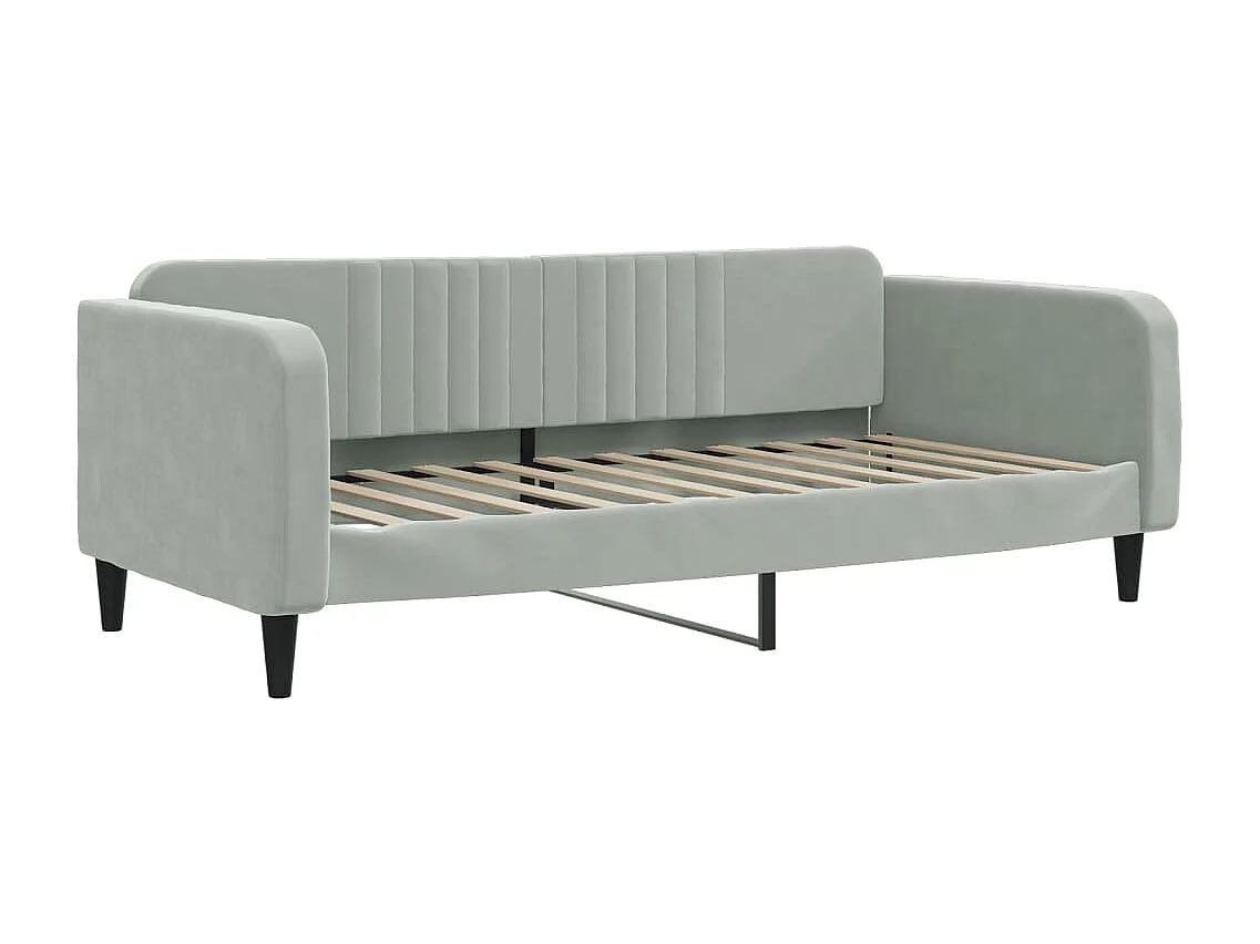 Divano Letto Estraibile Materassi Grigio Chiaro 100x200 Velluto
