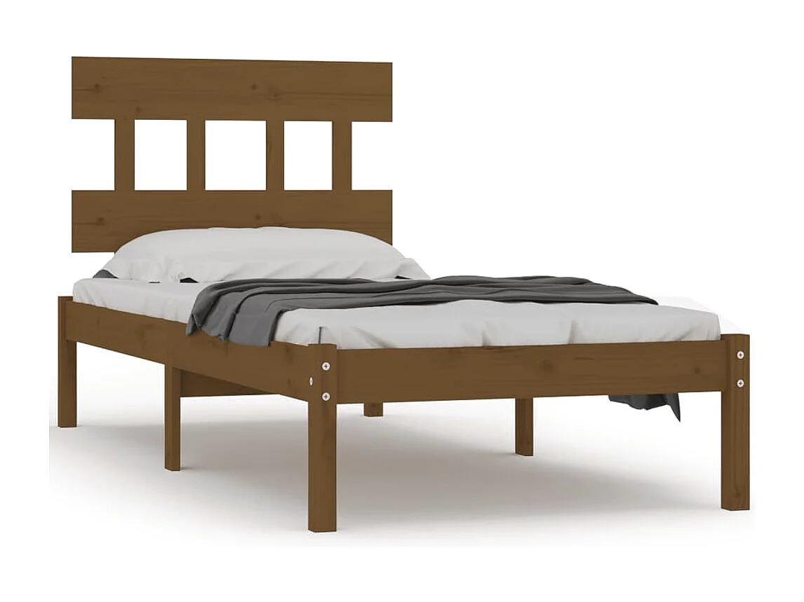 Estrutura de cama 100x200 cm madeira maciça castanho mel