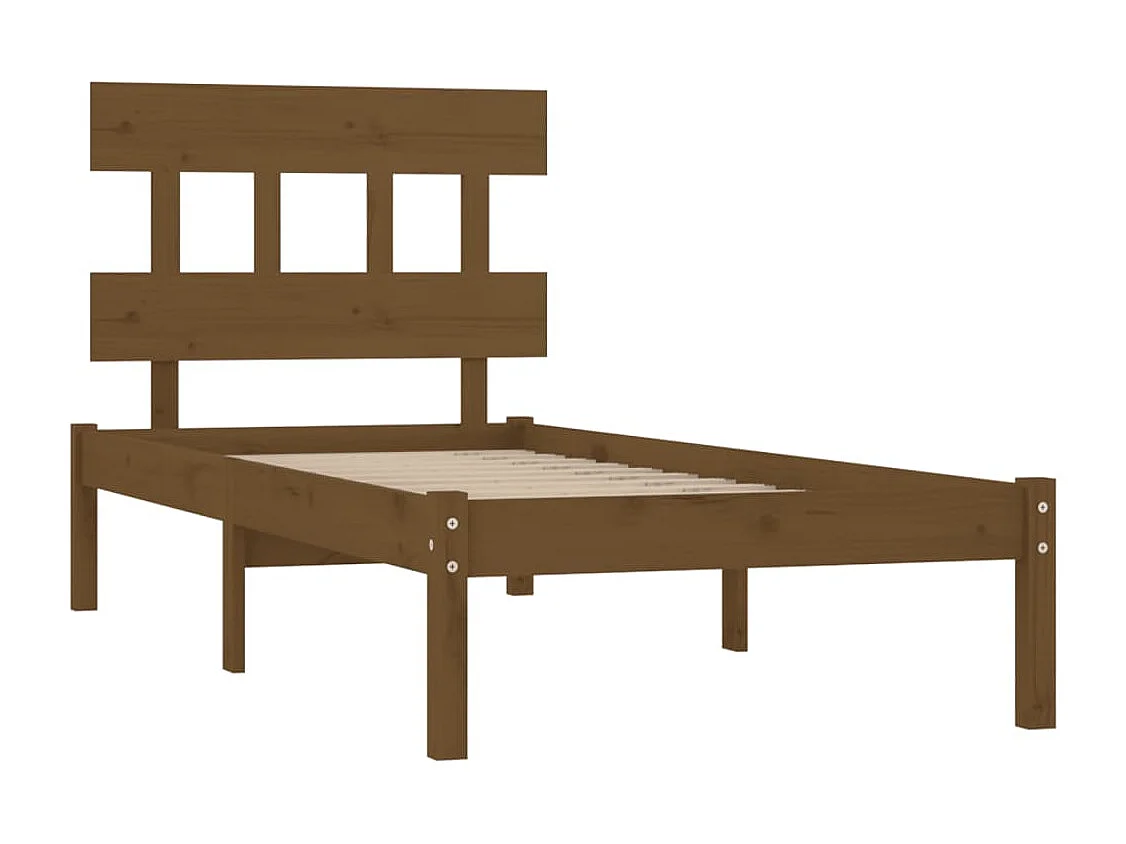 Estrutura de cama 100x200 cm madeira maciça castanho mel