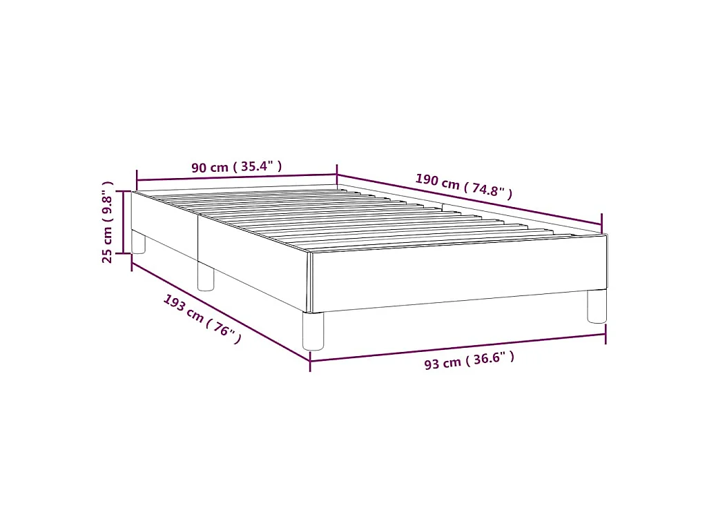 Cadre de lit sans matelas bleu foncé 90x190 cm velours
