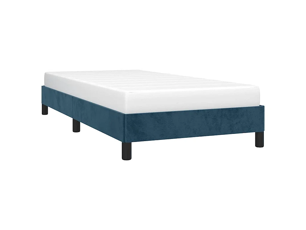 Estrutura de cama sem colchão 90x190 cm veludo azul-escuro