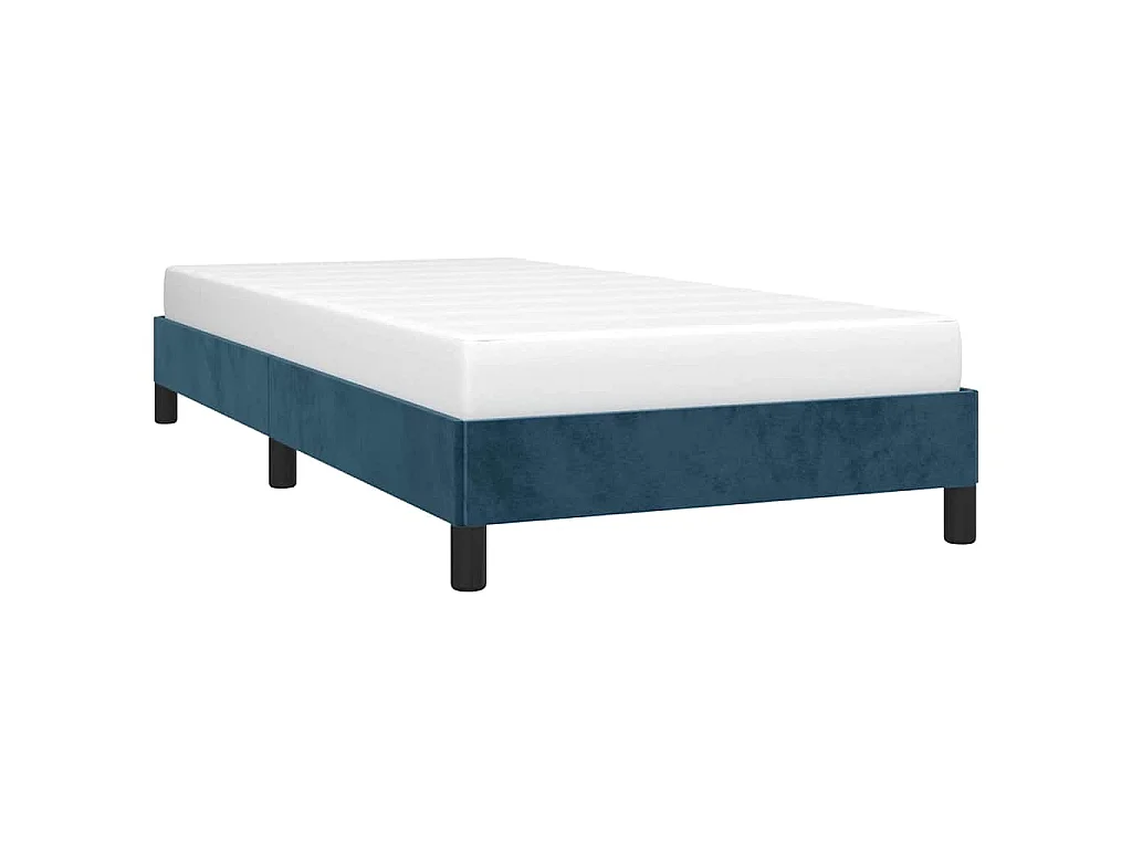 Estrutura de cama sem colchão 90x190 cm veludo azul-escuro
