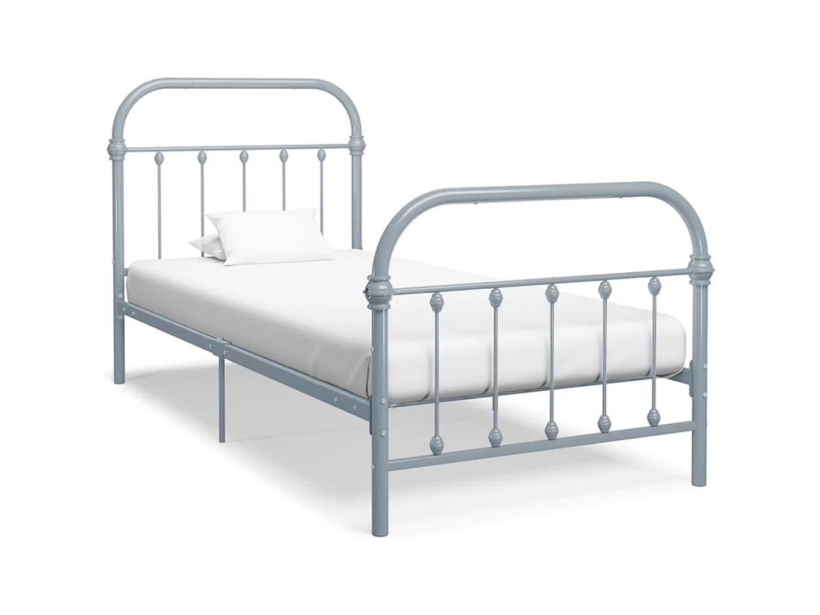 Cadre de lit sans matelas gris métal 90x200 cm
