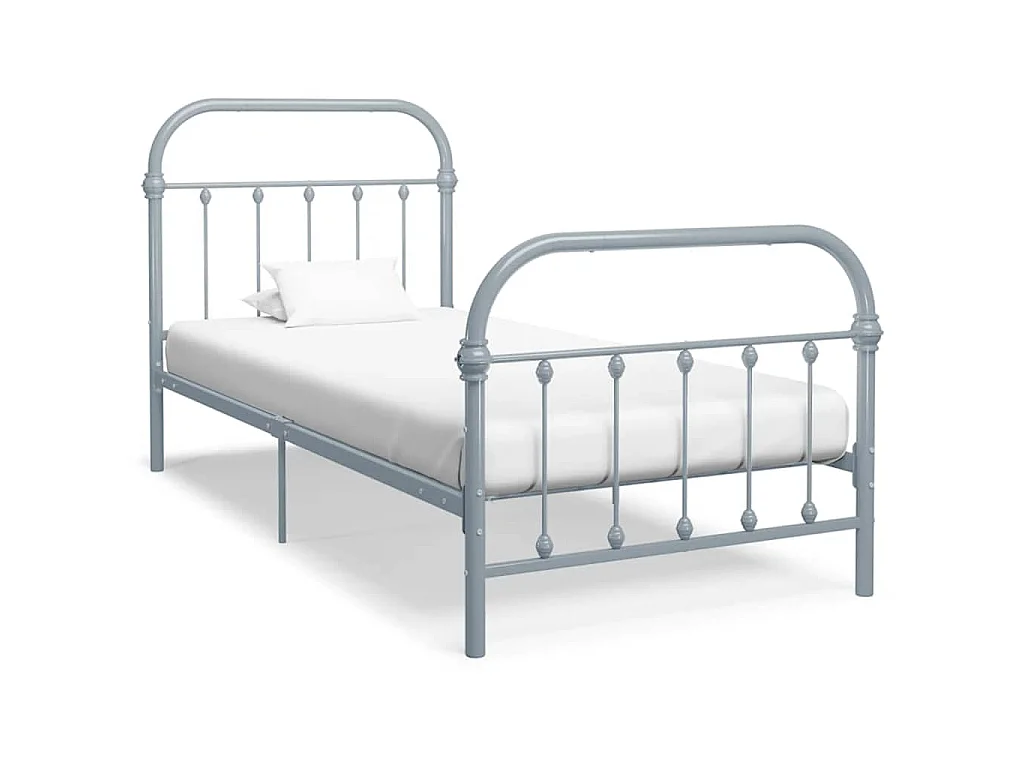 Cadre de lit sans matelas gris métal 90x200 cm