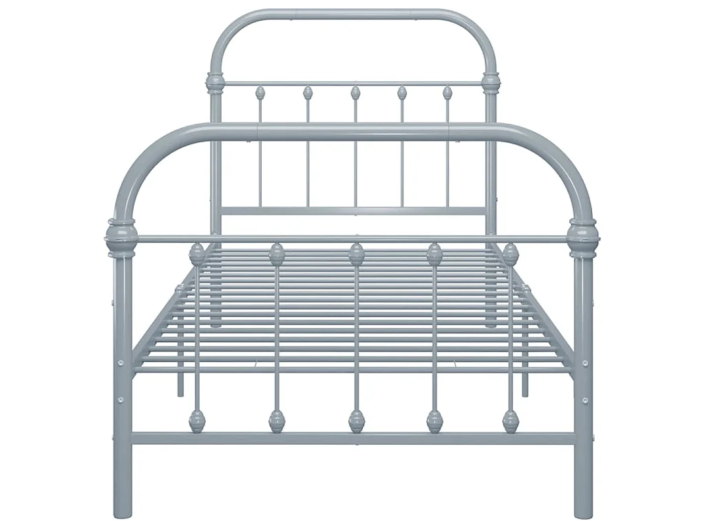 Cadre de lit sans matelas gris métal 90x200 cm